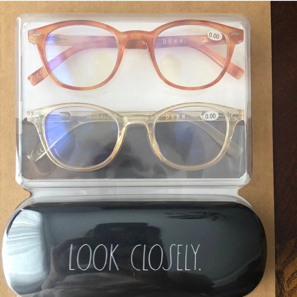 NWT Blue Light Reading Glasses Clear Amber Duo Rae Dunn Back to School